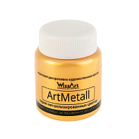 Краска акриловая ArtMetall, золото, 80мл, Wizzart