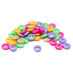 Пуговицы пластиковые 'Цветное ассорти', диаметр 11,5 мм, 6 цветов, набор 52 шт